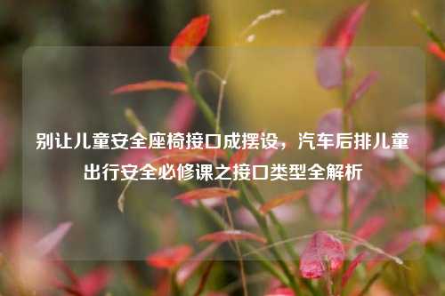 别让儿童安全座椅接口成摆设,汽车后排儿童出行安全必修课之接口类型全解析