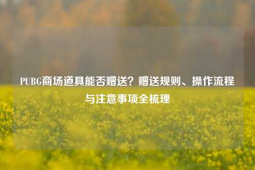 PUBG商场道具能否赠送?赠送规则、操作流程与注意事项全梳理