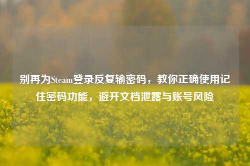 别再为Steam登录反复输密码,教你正确使用记住密码功能,避开文档泄露与账号风险