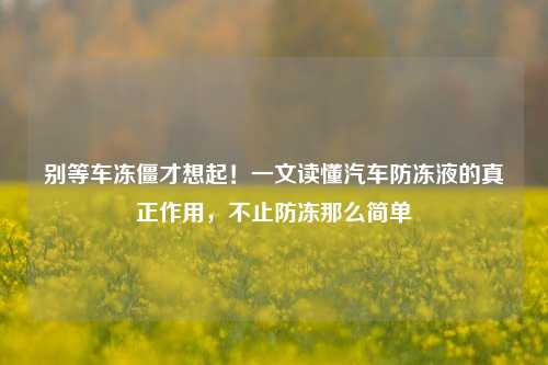 别等车冻僵才想起！一文读懂汽车防冻液的真正作用，不止防冻那么简单