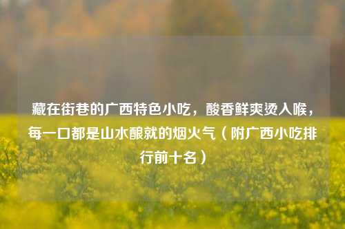 藏在街巷的广西特色小吃，酸香鲜爽烫入喉，每一口都是山水酿就的烟火气（附广西小吃排行前十名）