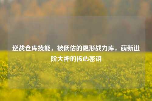 逆战仓库技能，被低估的隐形战力库，萌新进阶大神的核心密钥