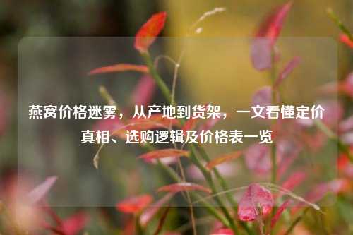 燕窝价格迷雾,从产地到货架,一文看懂定价真相、选购逻辑及价格表一览